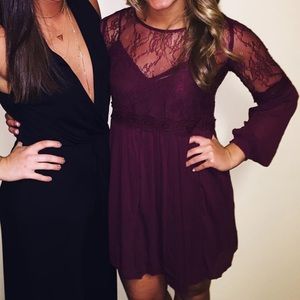 Maroon Abercrombie and Fitch Lace Chiffon dress